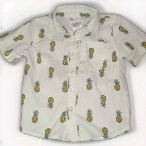 Alex & Jack Boys‎ Shirt 3T Light Green Pineapple Short Sleeve Button Down Preppy
